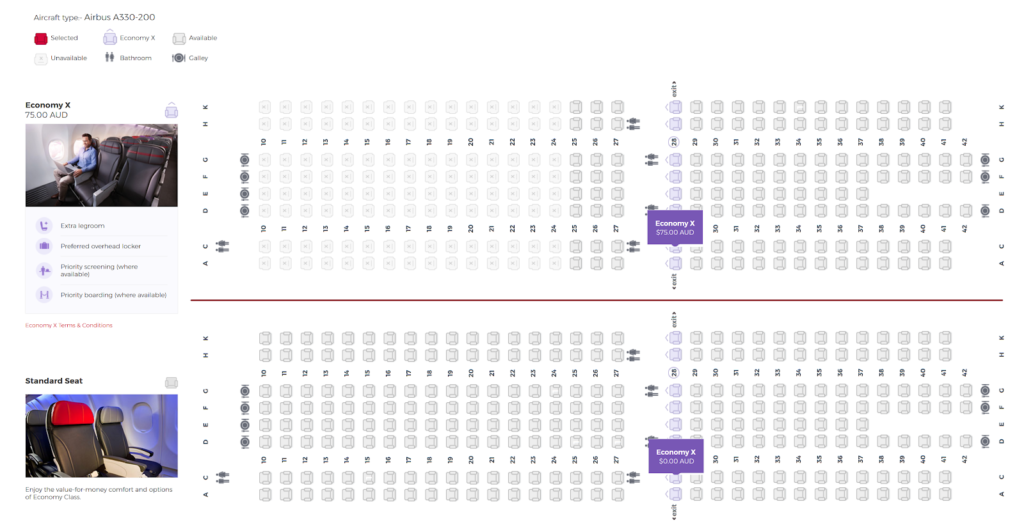 Virgin Australia A330 Economy booking flights