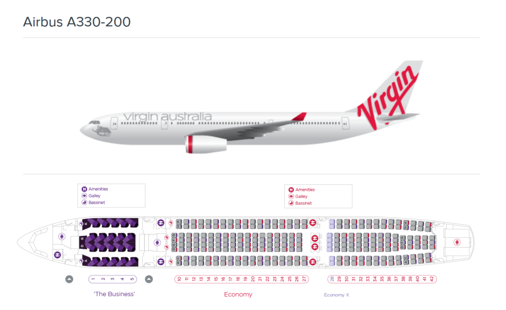 Virgin Australia A330-200 seat map