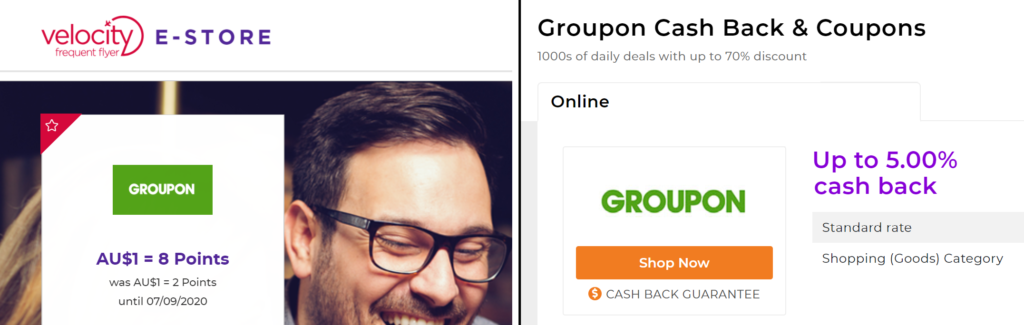 Comparison between Velocity eStore and Cashrewards