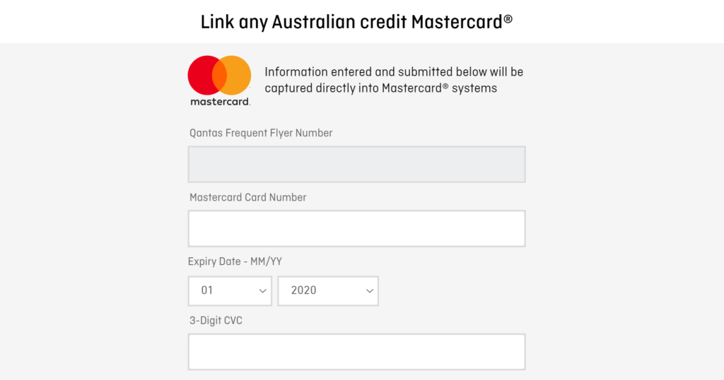 Registering a Mastercard with Qantas Card Offers
