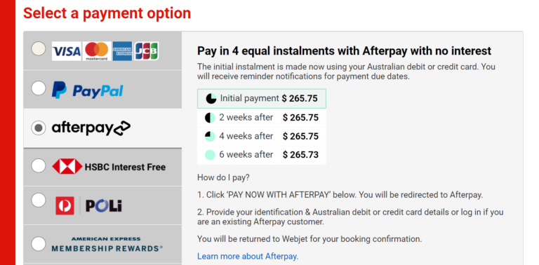 afterpay flights
