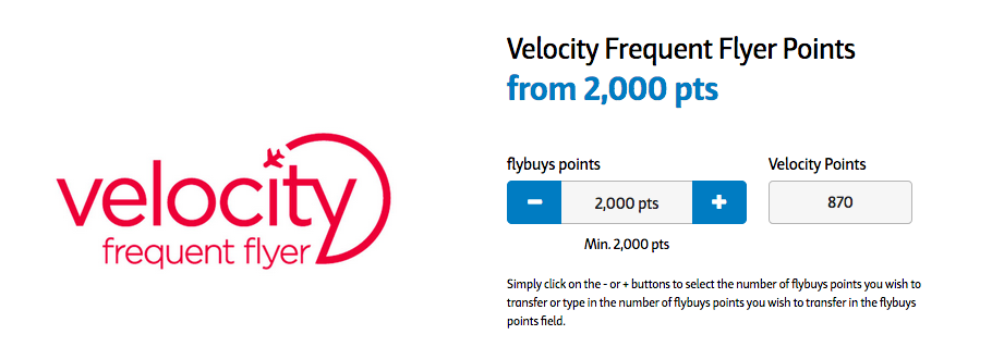 2000 flybuys points to 870 Velocity Points