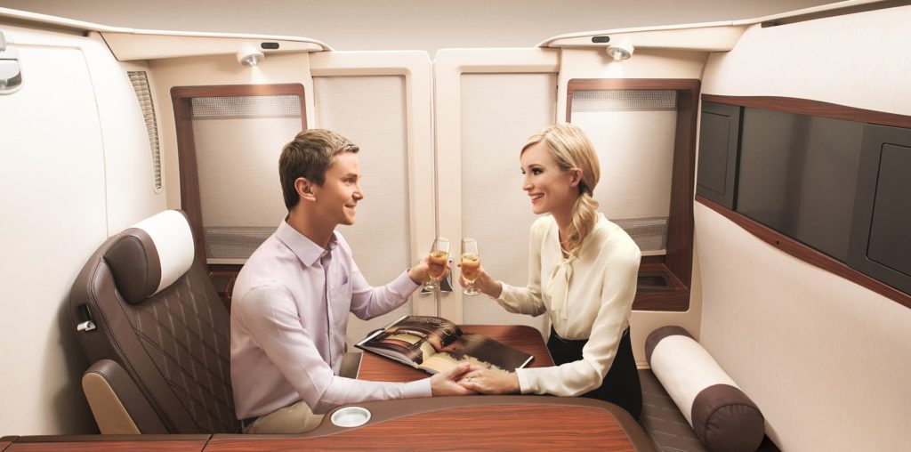 Singapore Airlines A380 dining together