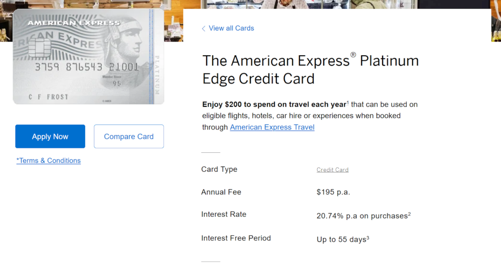 Screenshot of American Express Platinum Edge offer, where credit card points can be converted to Cathay - Point Hacks - Evin Tan Khiew