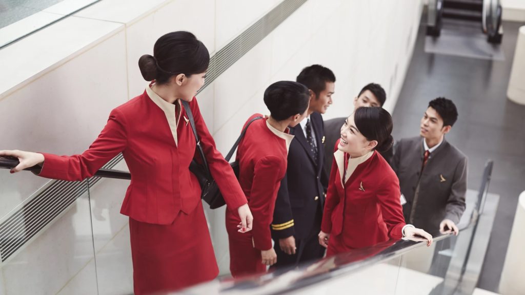 Cathay Pacific crew members