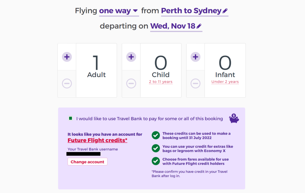 Virgin Australia booking