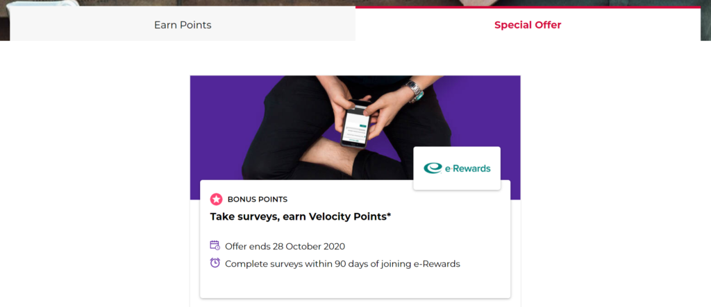 Velocity e-Rewards offer