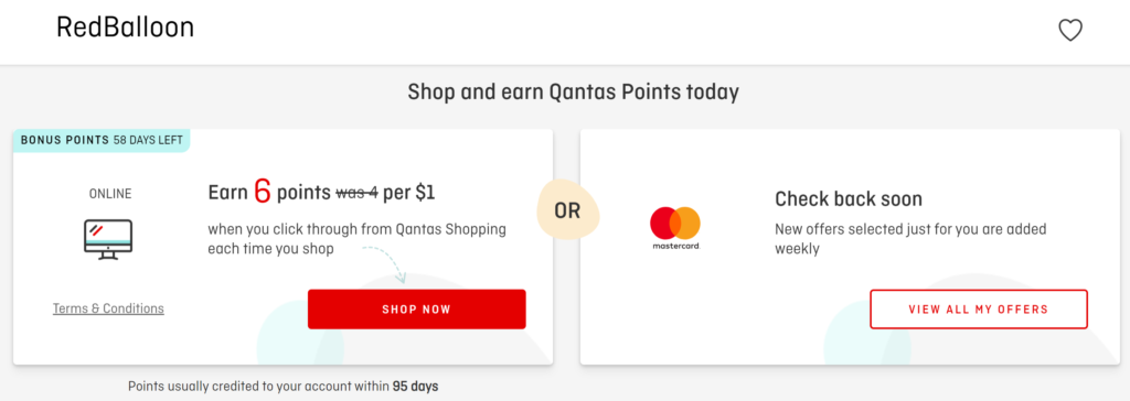 Qantas Shopping Red Balloon offer