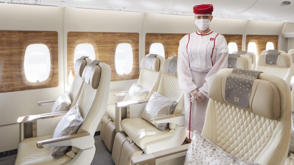 EK Premium Economy with Cabin Crew PPE