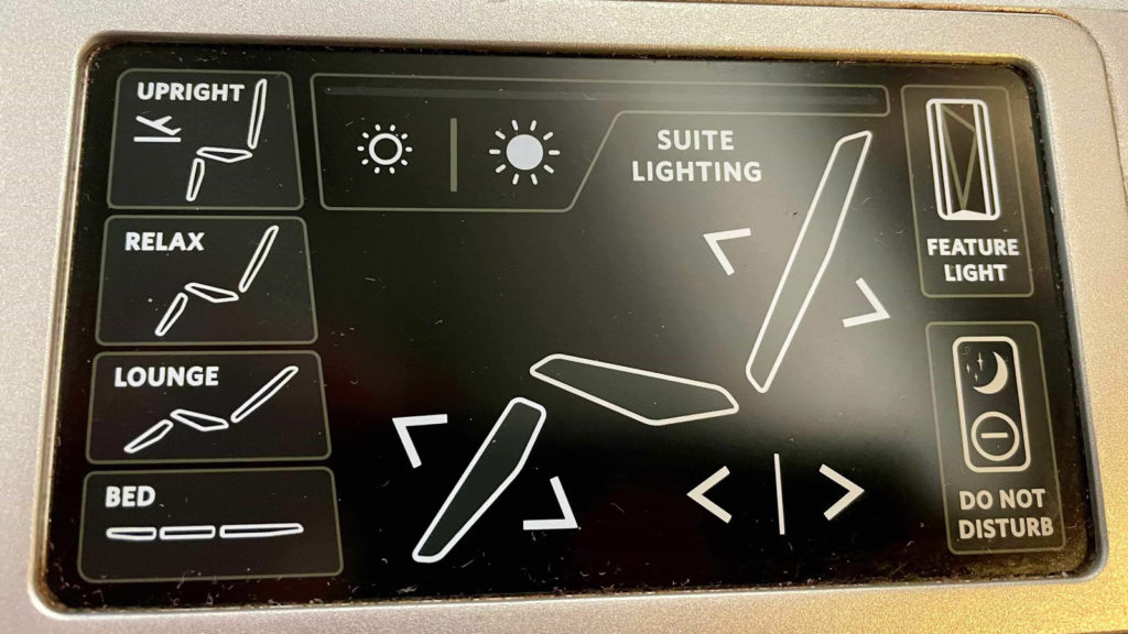 Delta One A350 Suites seat controls