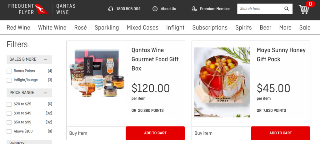 Qantas Wine Food Hampers