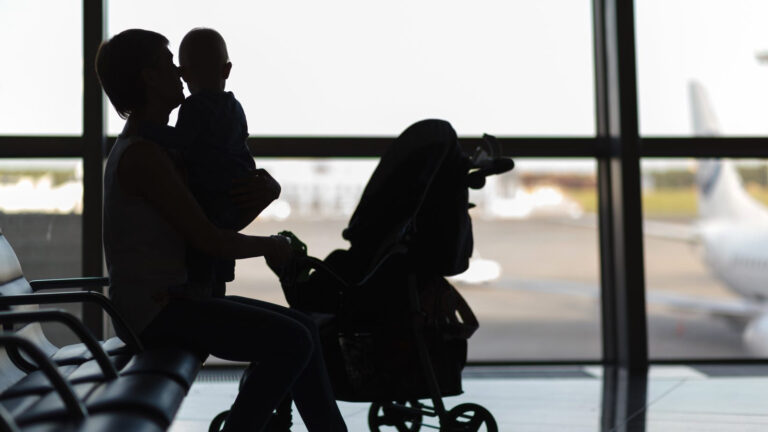 Family at an airport