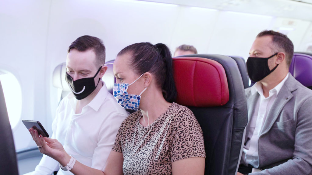 Passengers wearing mask onboard