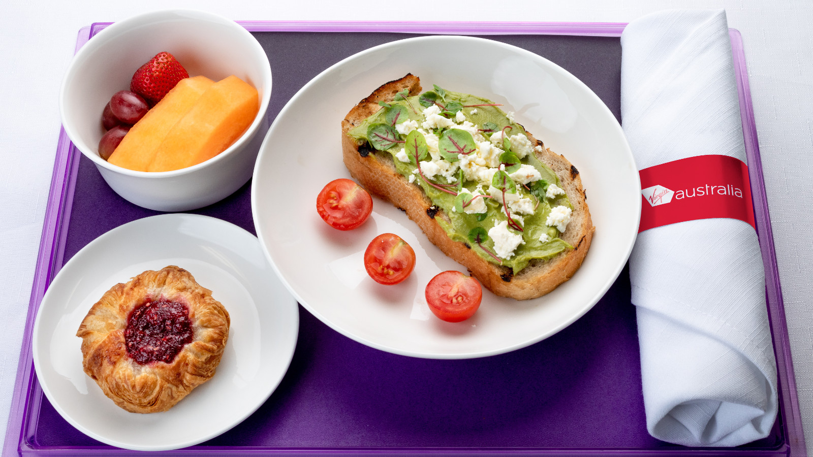 Virgin Australia Business Class Smashed Avocado and Feta