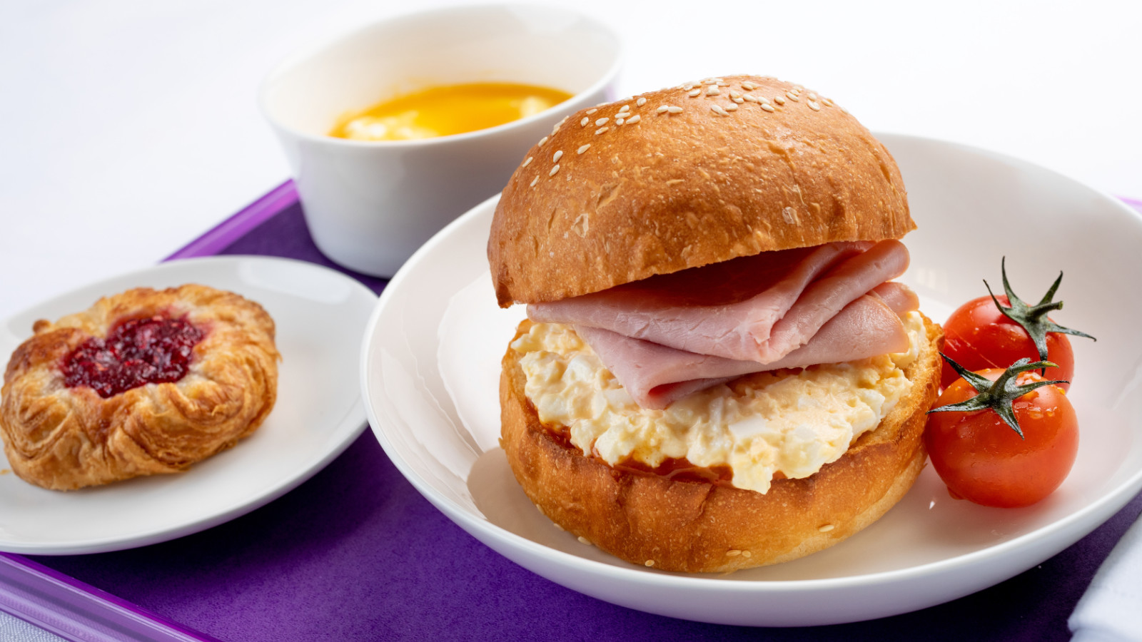 Virgin Australia Business Class Ham and Egg Brioche Roll