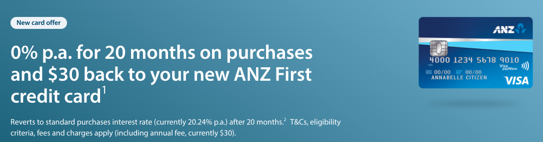 ANZ First Card offer