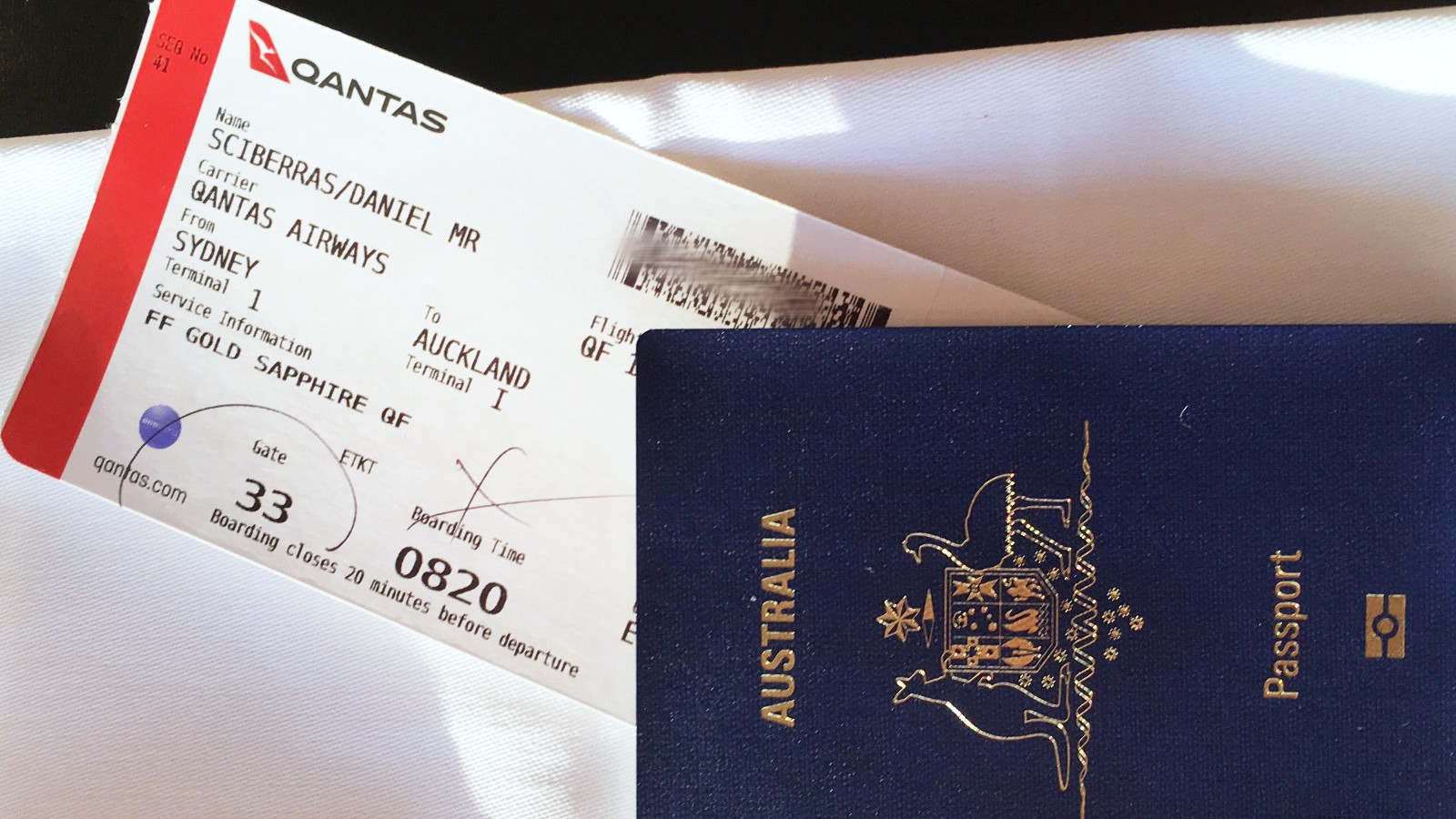 Qantas Sydney Auckland Boarding Pass