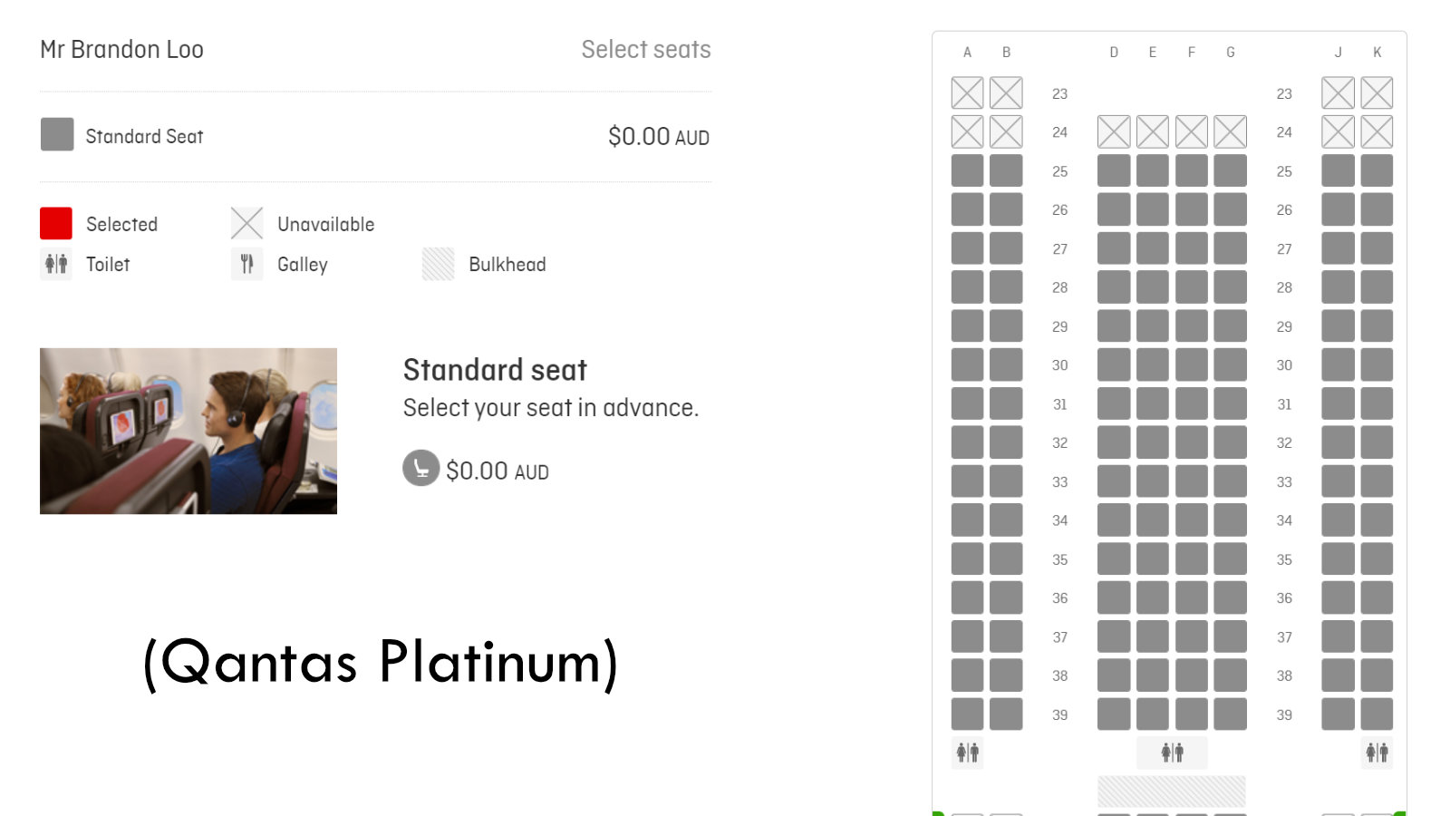 Qantas Economy for Platinum member