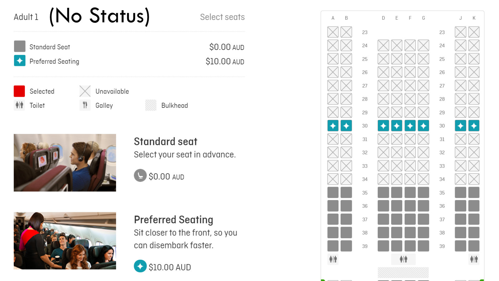 Qantas Economy for standard passenger