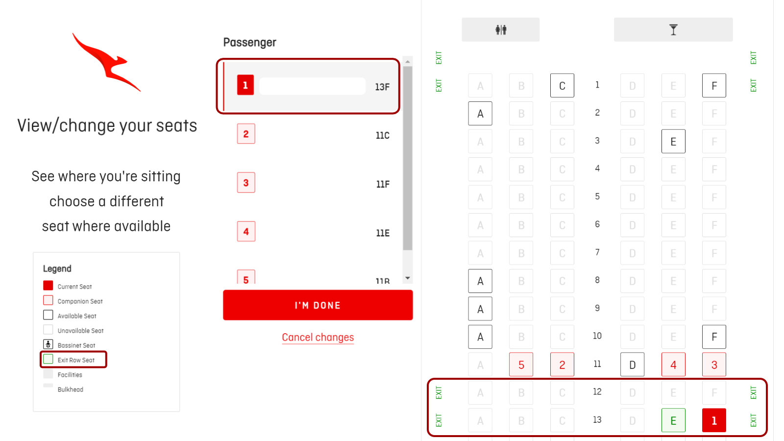 Qantas T24 Exit Seating