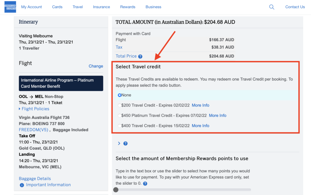 amex travel credit conditions