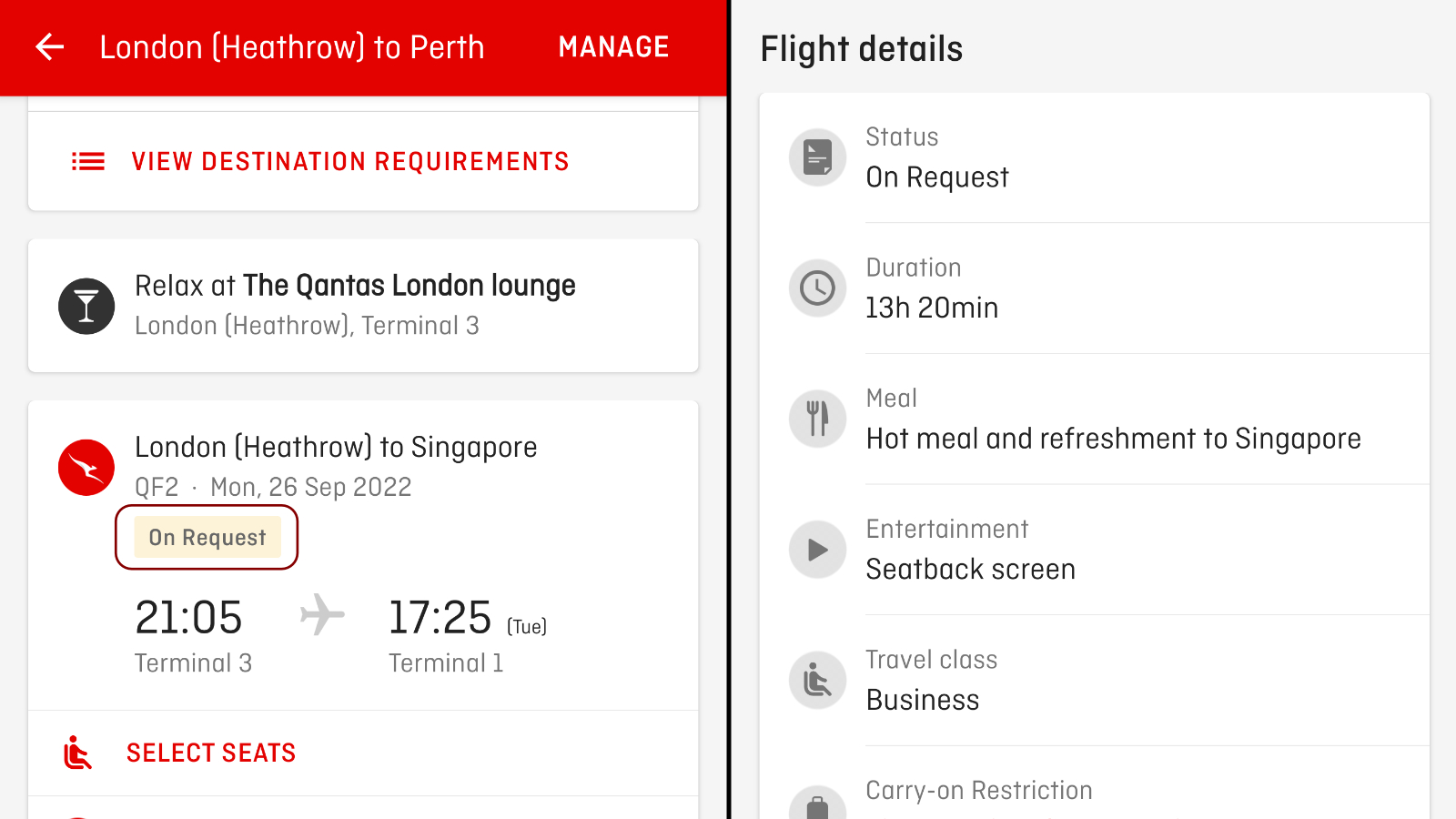 Qantas request reward seats
