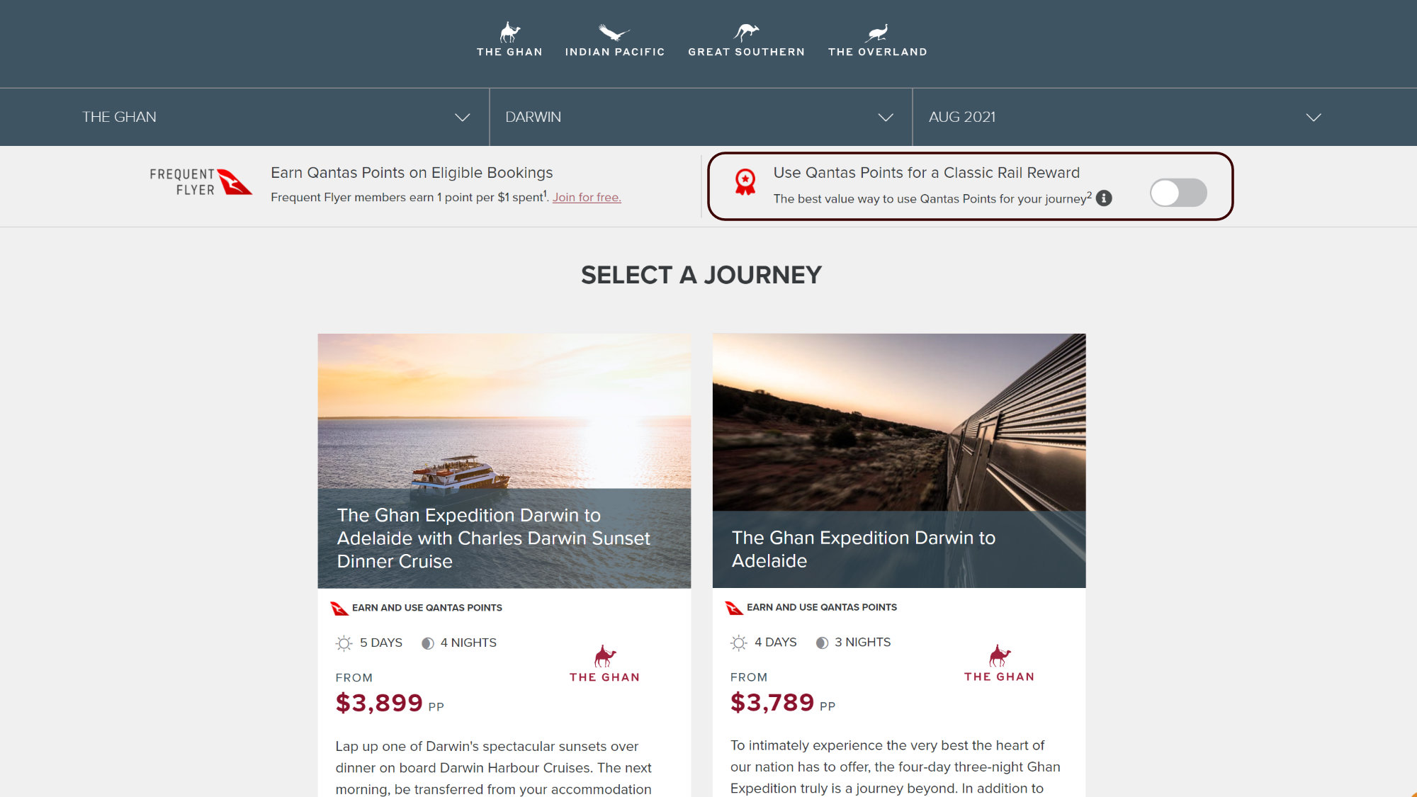 Ghan Booking Online