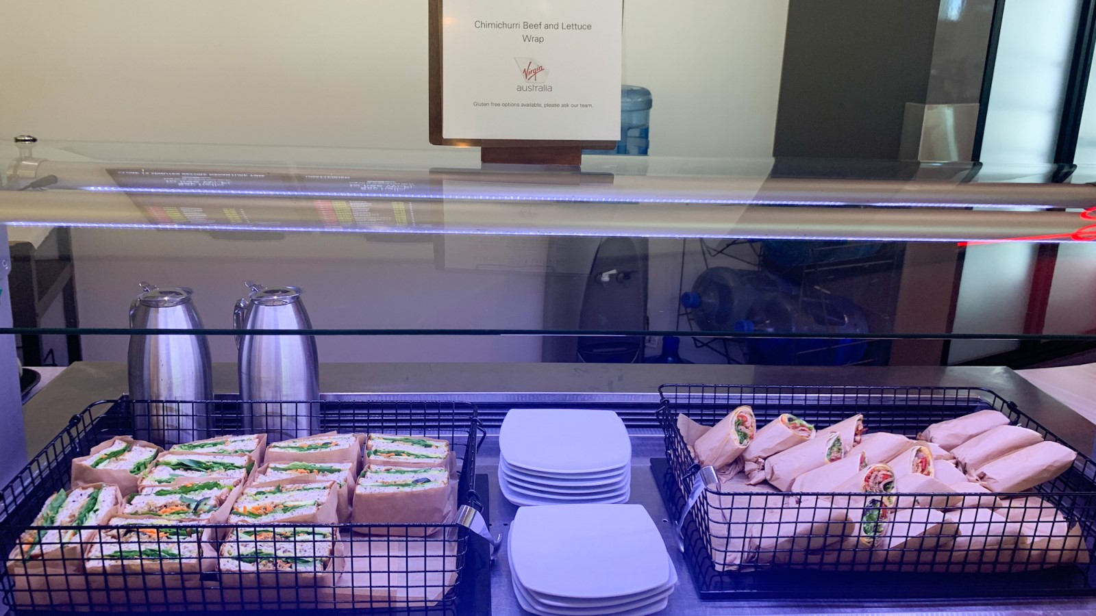 Virgin Australia Melbourne Lounge sandwiches and wraps