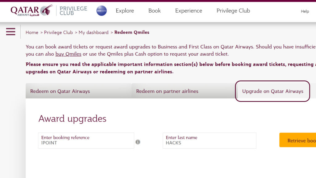 Upgrade your Qatar Airways flight for free with Qcredits Point Hacks