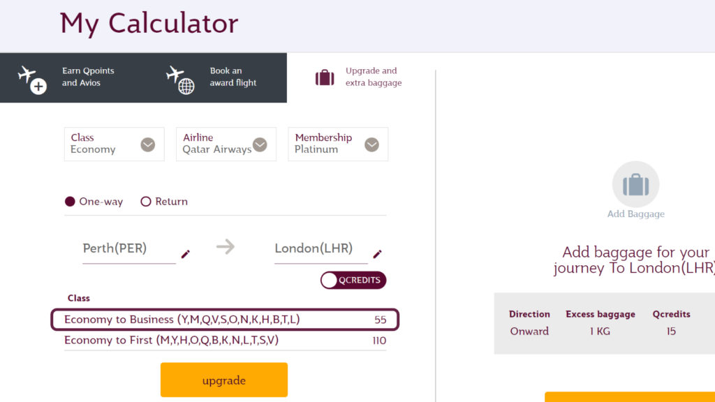 Upgrade your Qatar Airways flight for free with Qcredits Point Hacks