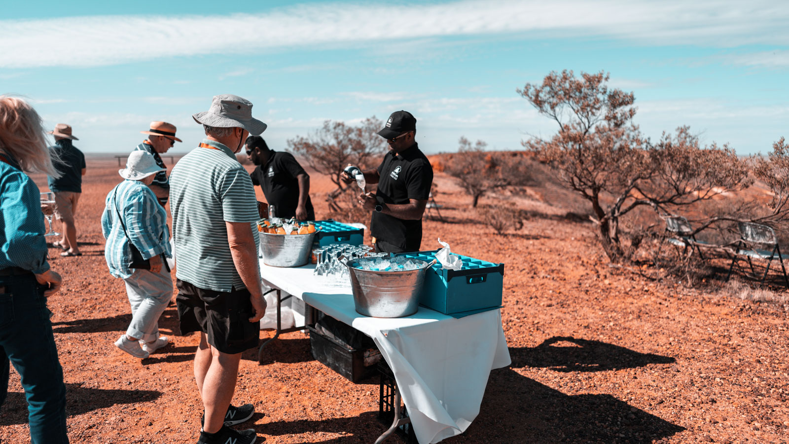 The Ghan drinks at the Breakaways