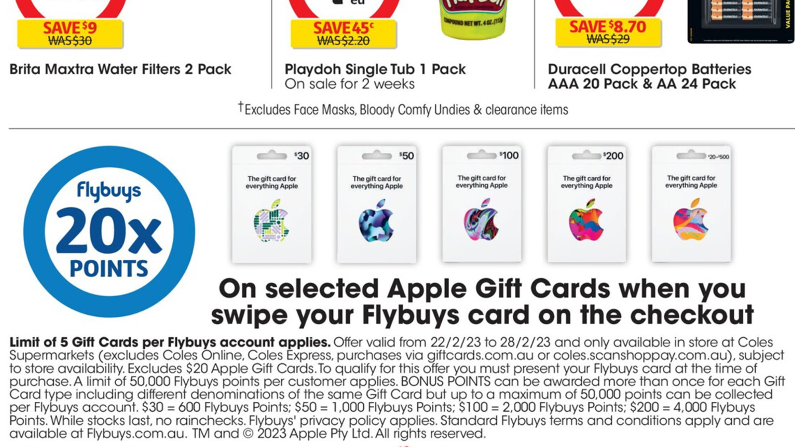 20x Flybuys points on Apple gift cards @ Coles 