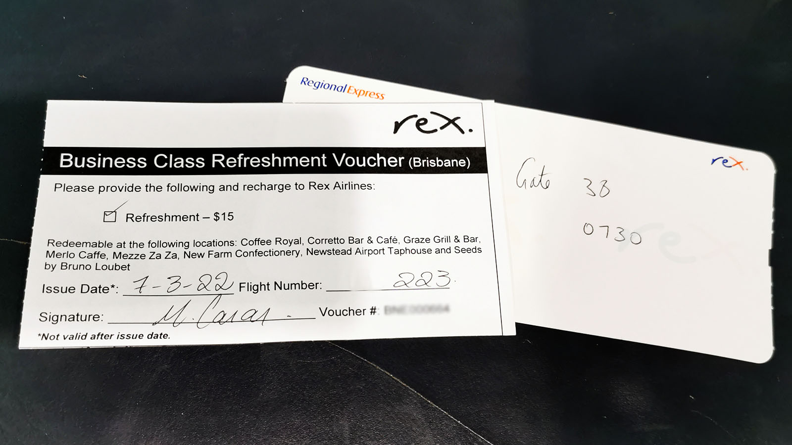 Rex Business Class check-in