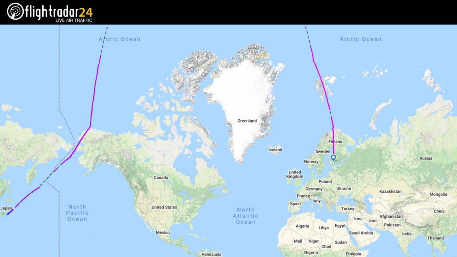 Finnair's new Tokyo-Helsinki flight path