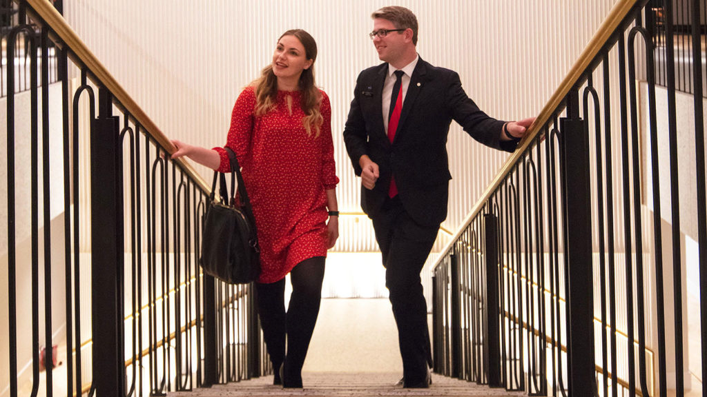 Qantas climbing stairs