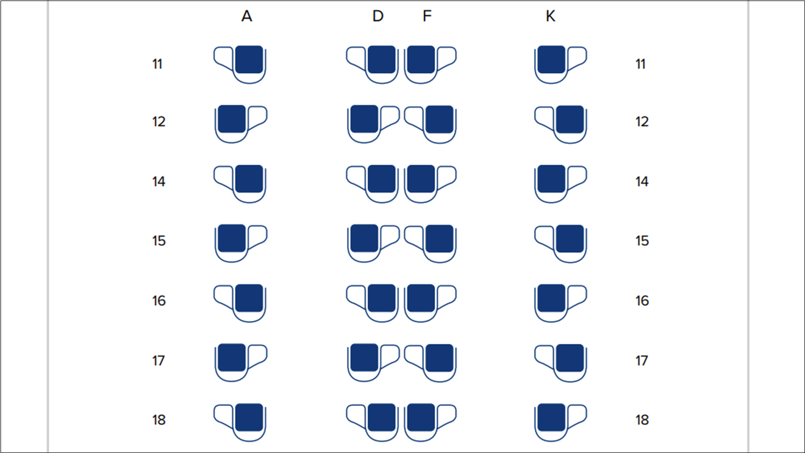 Singapore Airlines' medium haul Business Class seat map