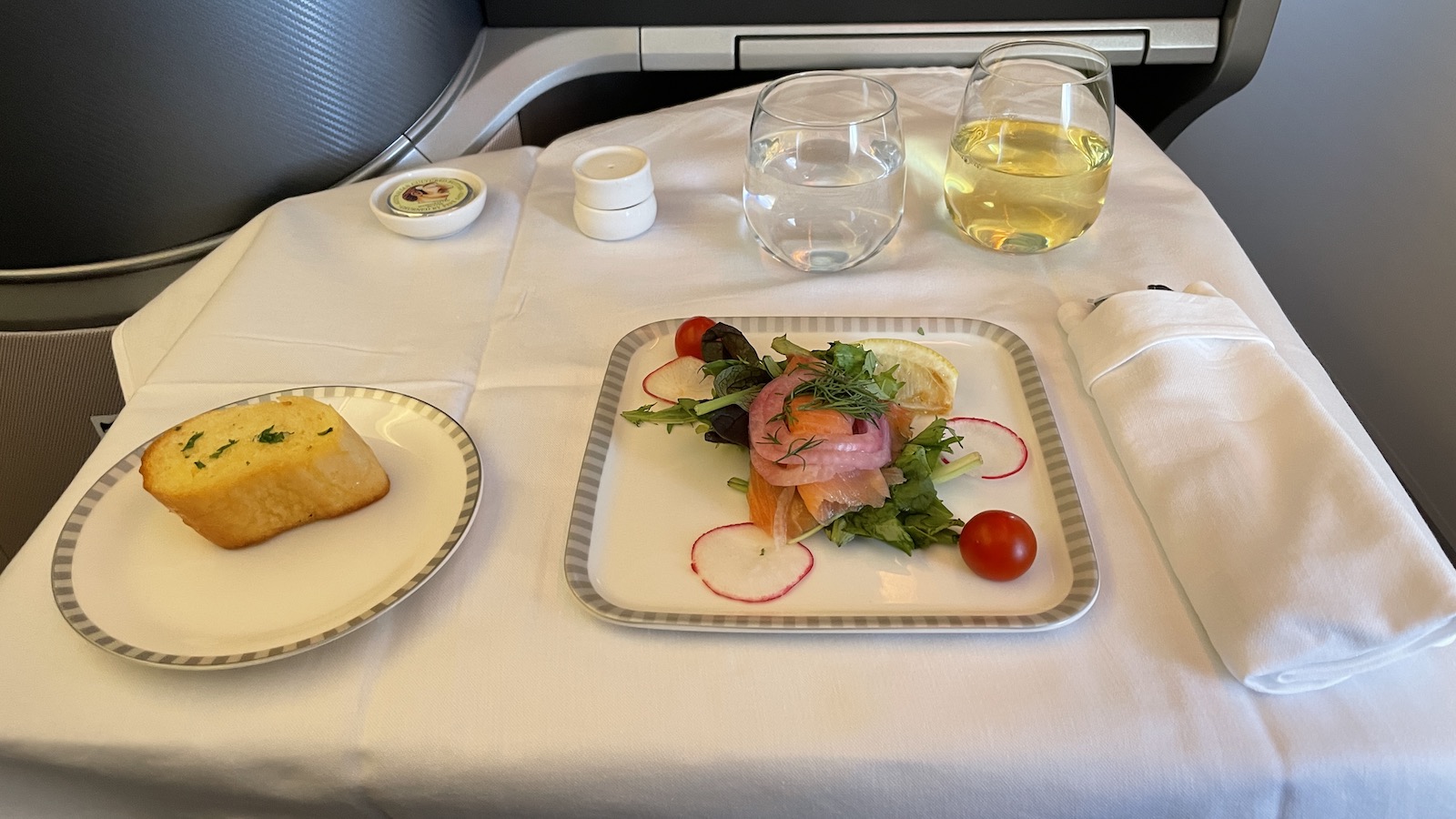 Singapore Airlines Business Class Starter Salmon Salad