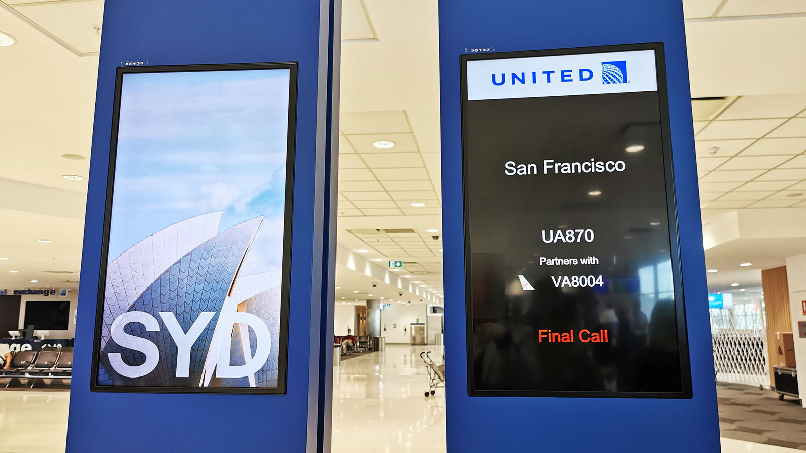 Sydney Airport boarding gate on United to San Francisco