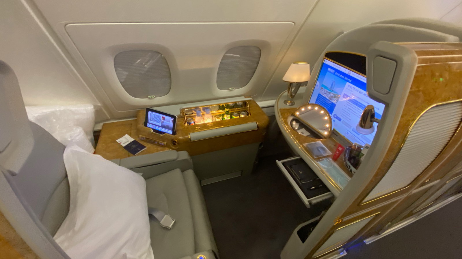 Emirates A380 First Class window suite