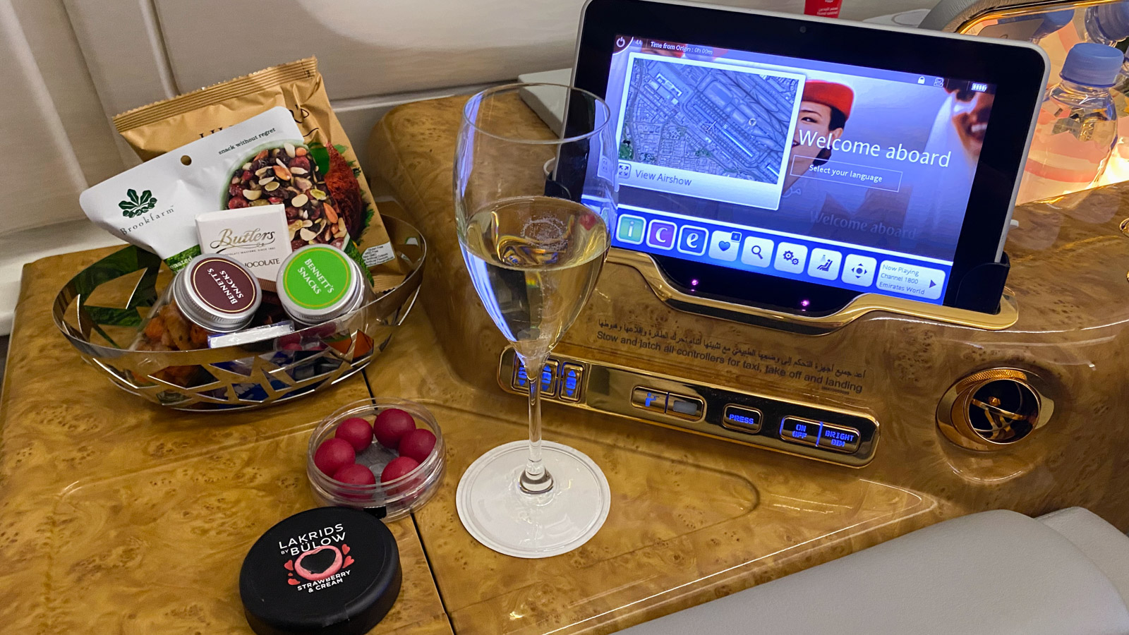 Emirates A380 First Class snacks