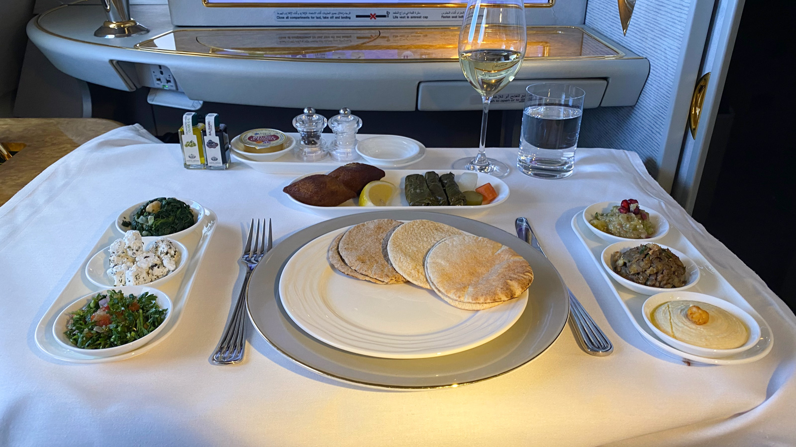 Emirates First Class Arabic mezze plate