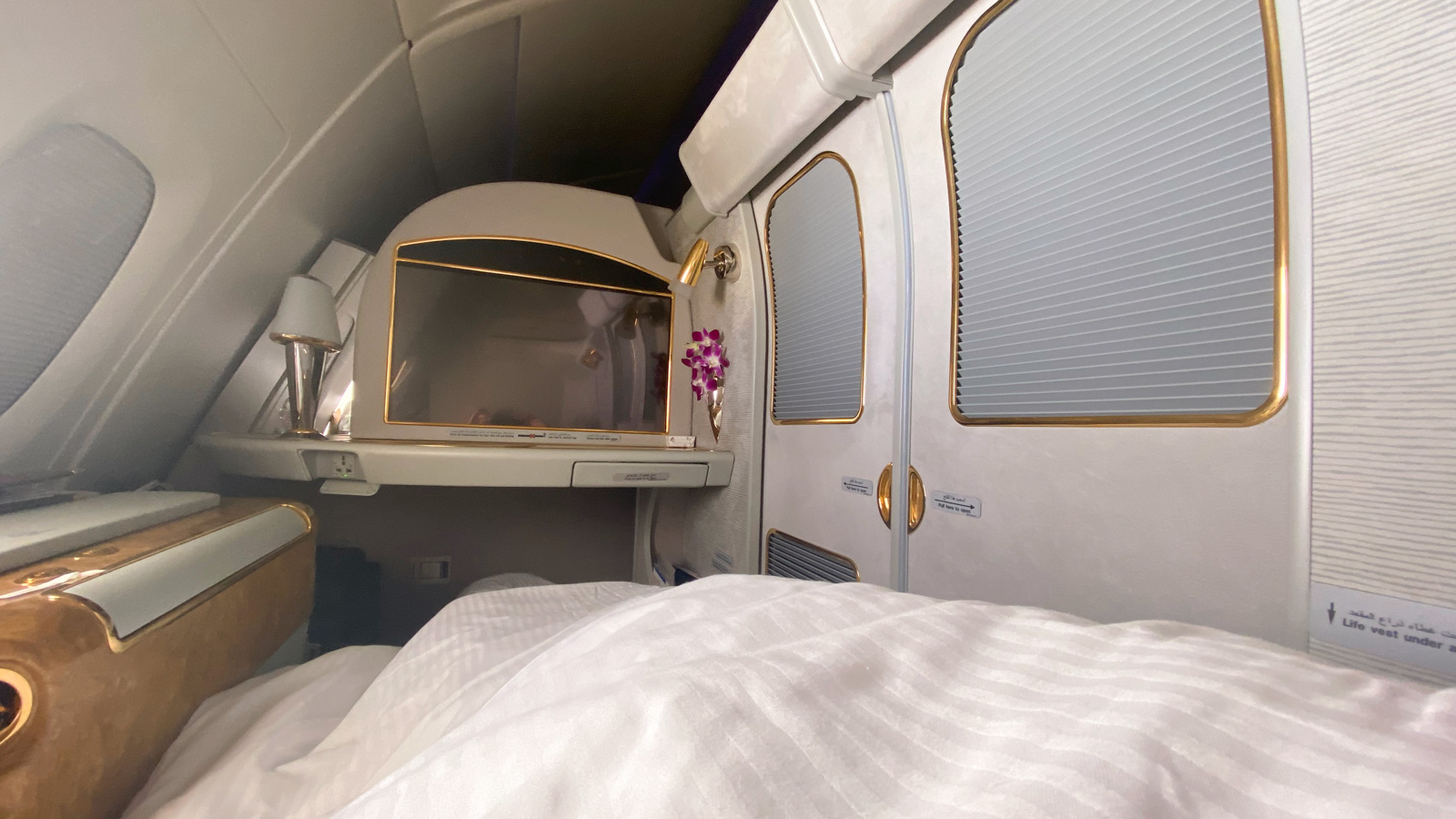 Emirates A380 First Class sliding privacy doors