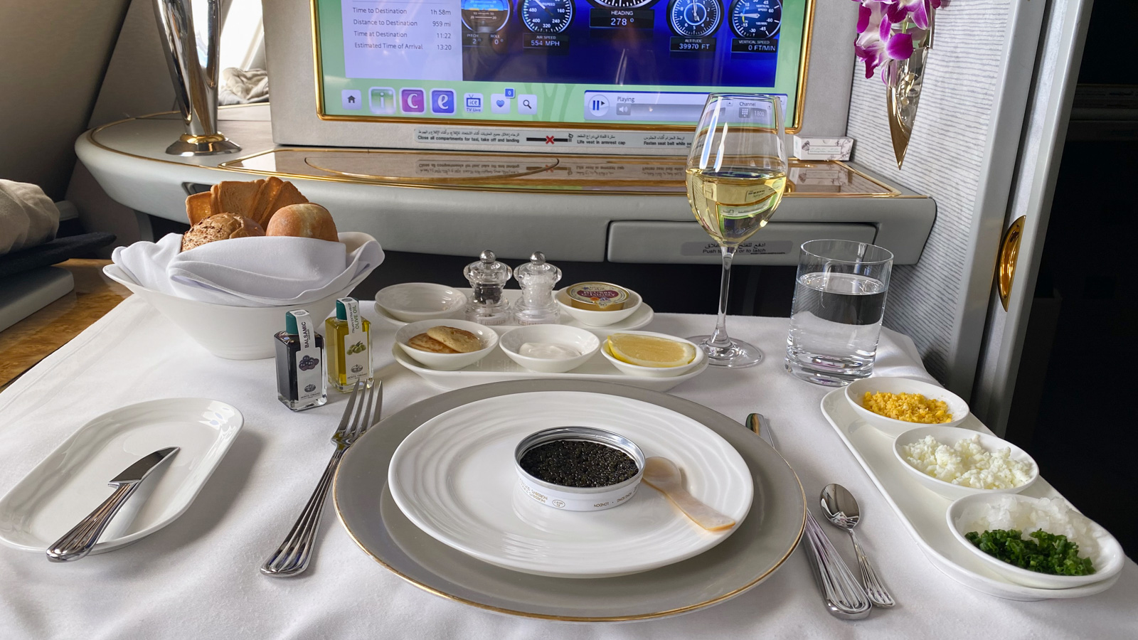 Emirates First Class caviar