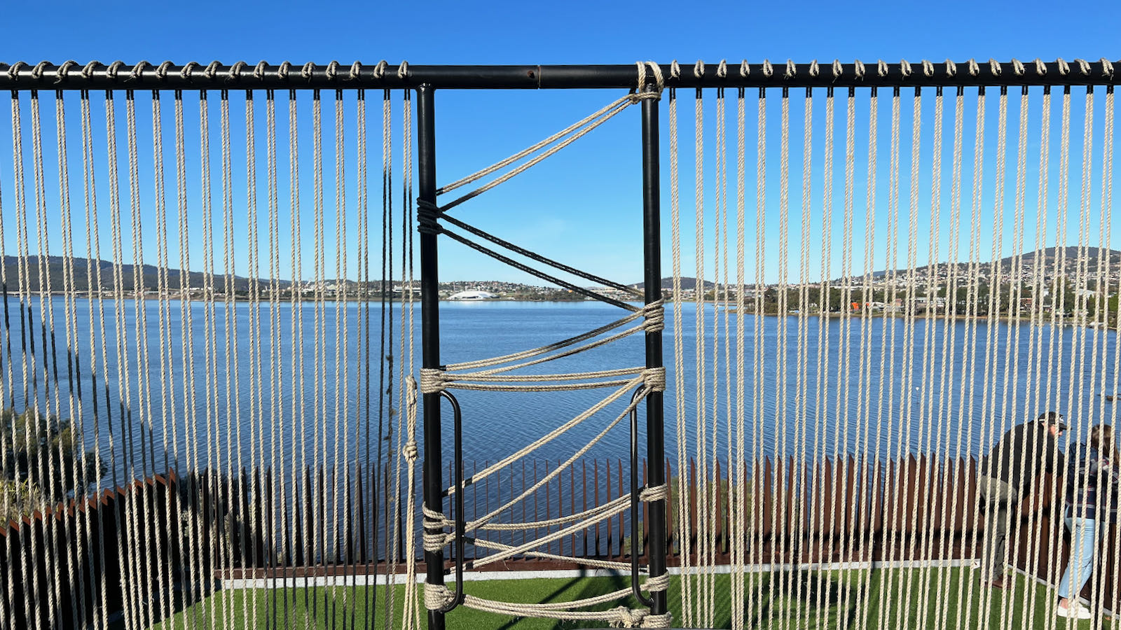 MONA outdoor trampoline with water views