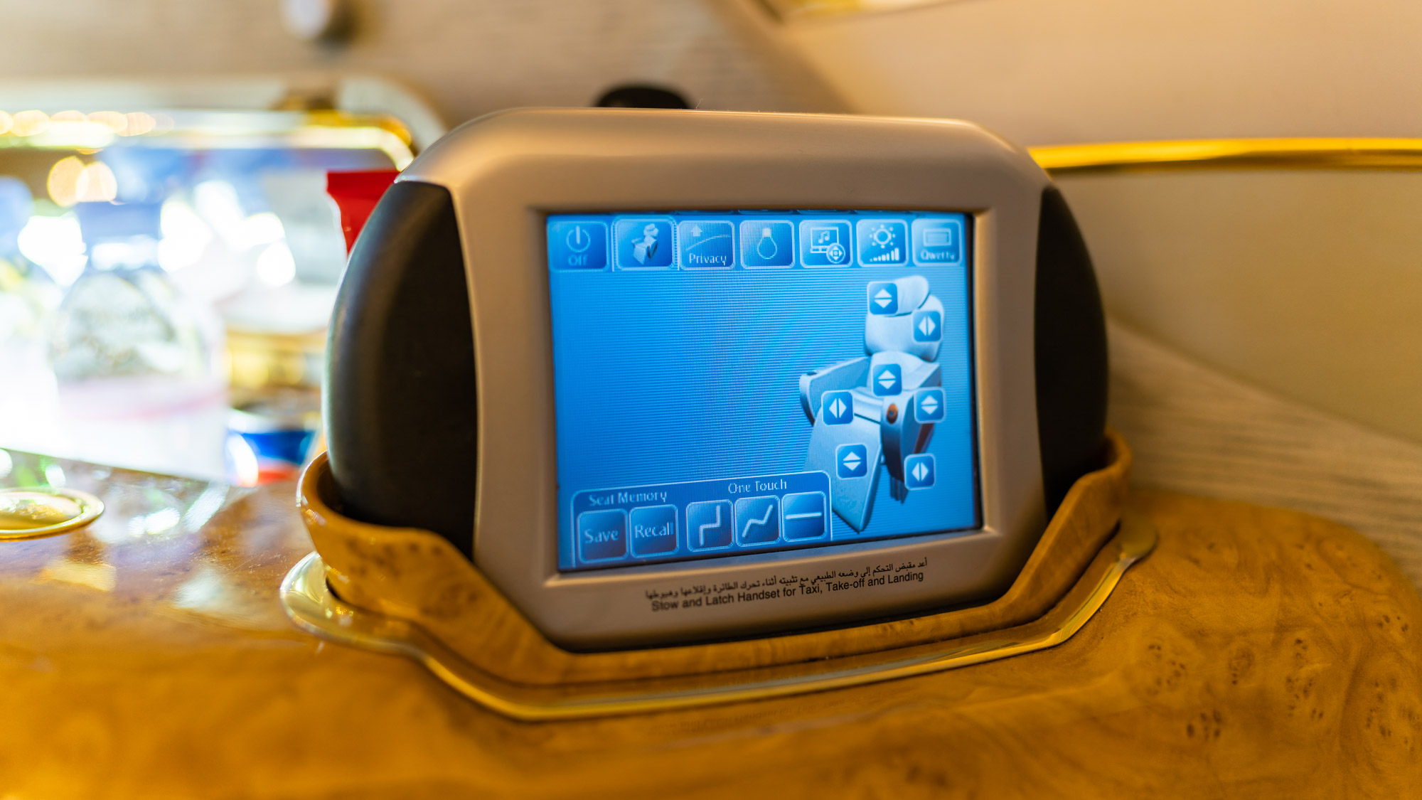 Emirates Boeing 777 First class seat tablet