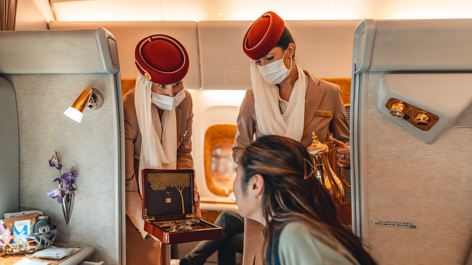 Emirates Boeing 777 First class Arabic dates