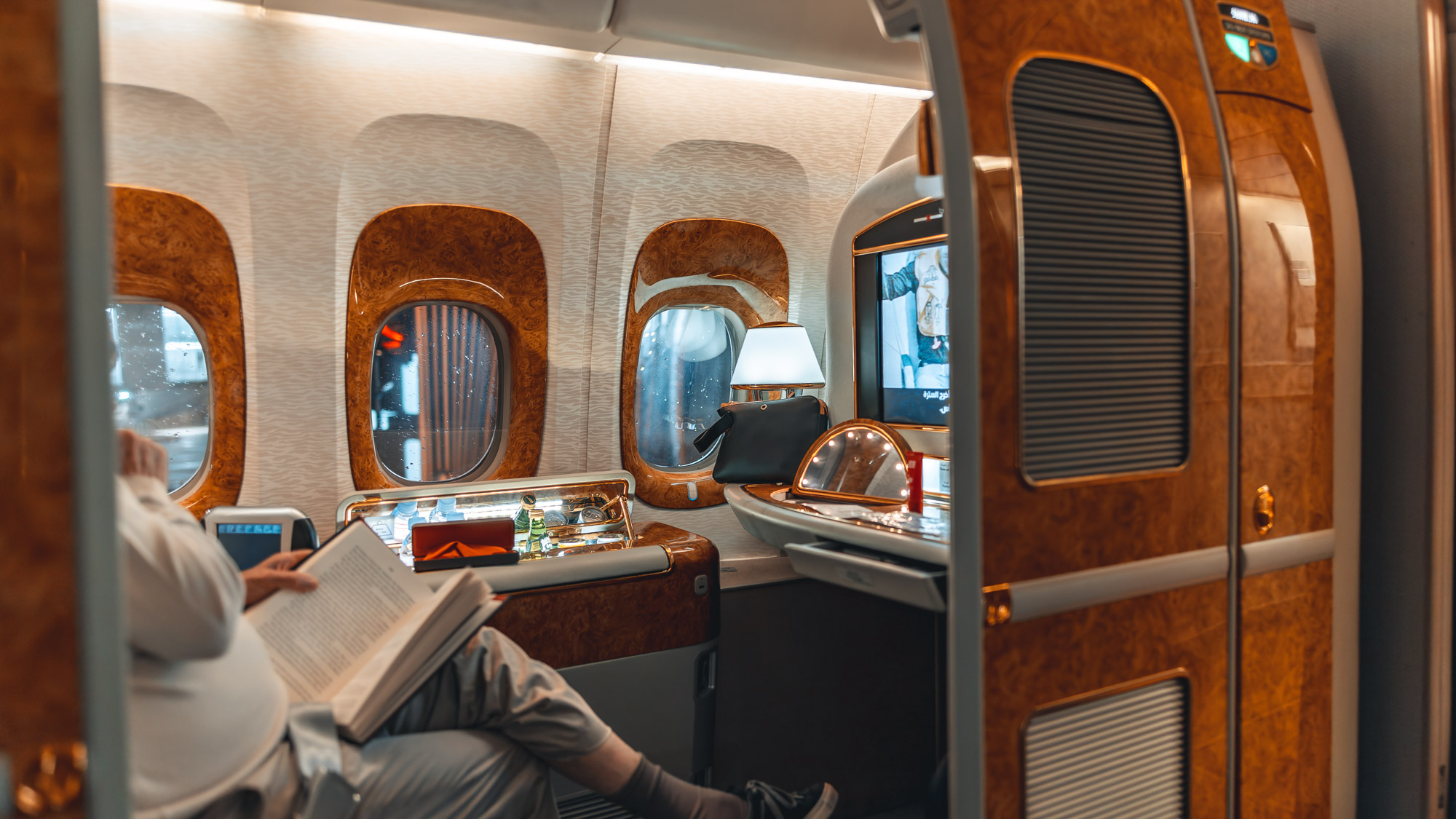 Emirates Boeing 777 First class seat windows
