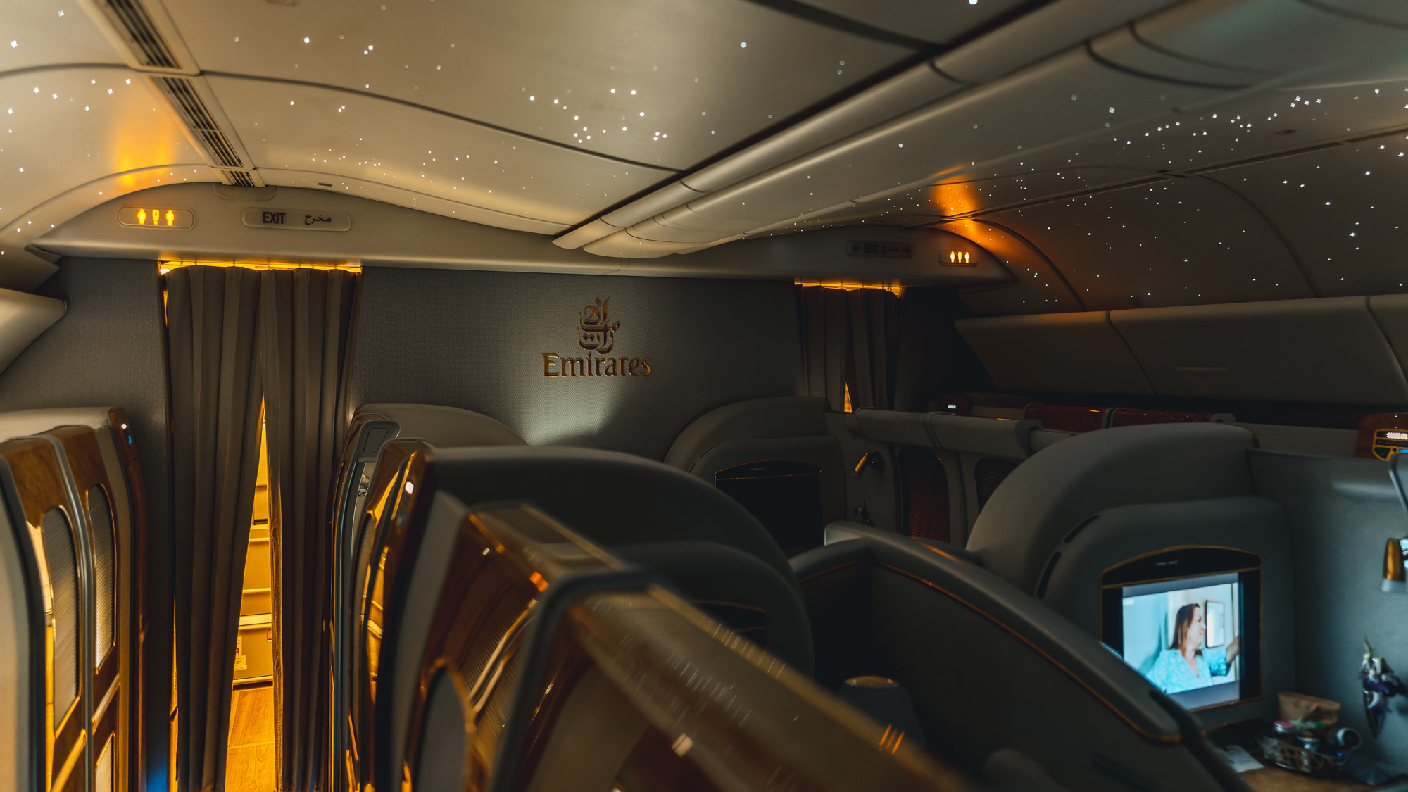 Emirates Boeing 777 First class cabin stars