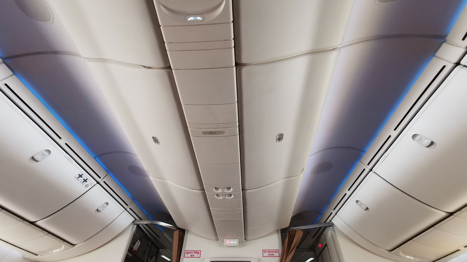 Overhead locker and crew rest in Air India's Boeing 787 Business Class