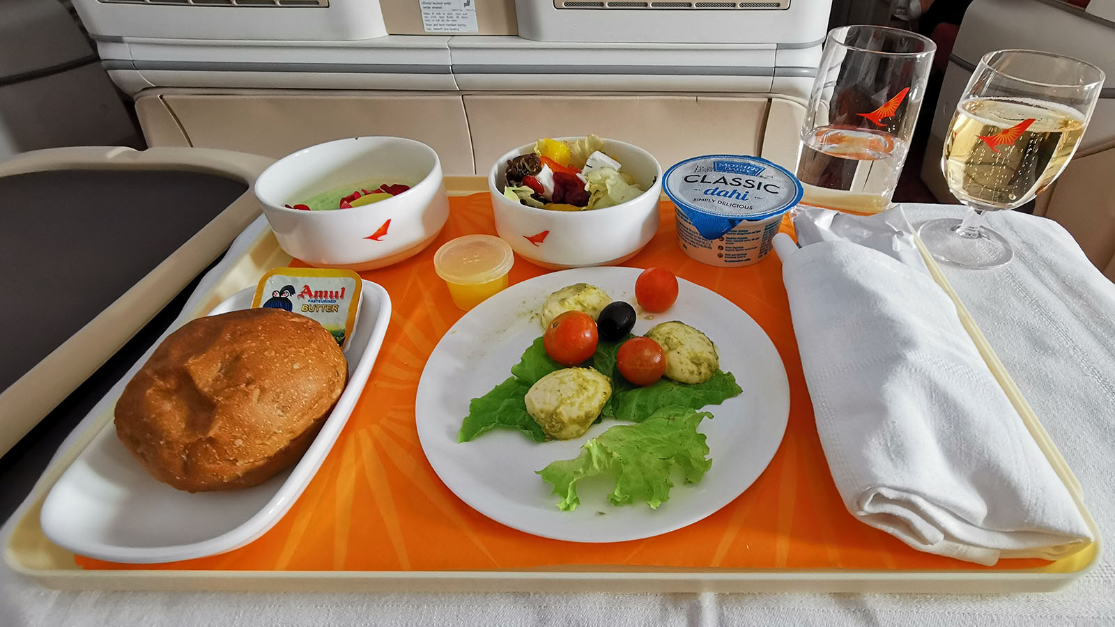 Salad in Air India's Boeing 787 Business Class